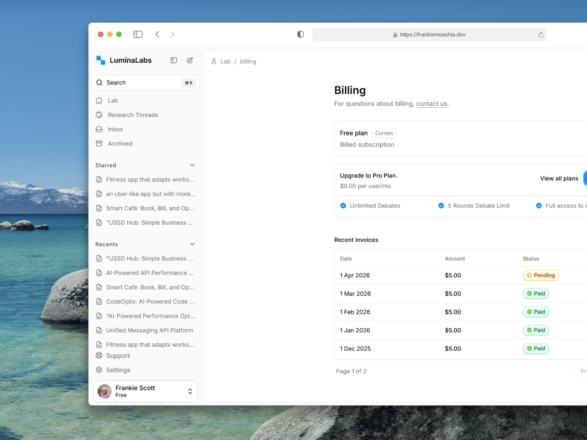Lumina Labs — Billing